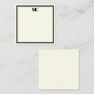 Modern Minimalist Monogram Two Borders Cream Ivory Card