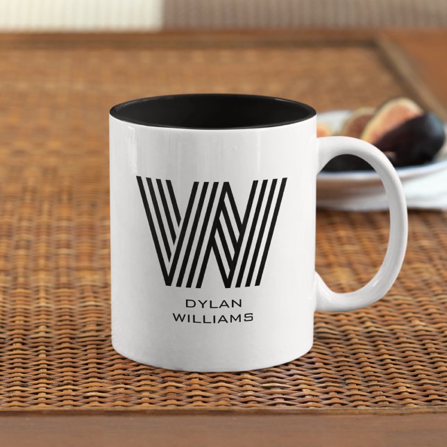 Modern Minimalist Monogram Two-Tone Coffee Mug (Creator Uploaded)