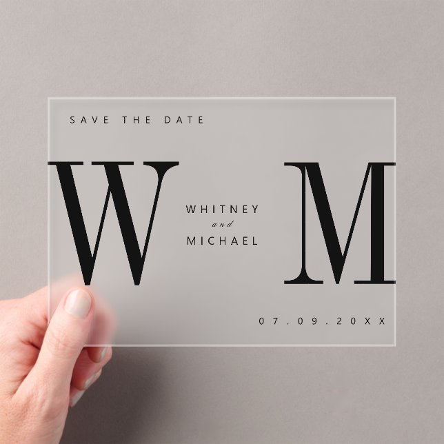 Modern Minimalist Monogram Wedding Acrylic Invitations (Insitu (Handheld))