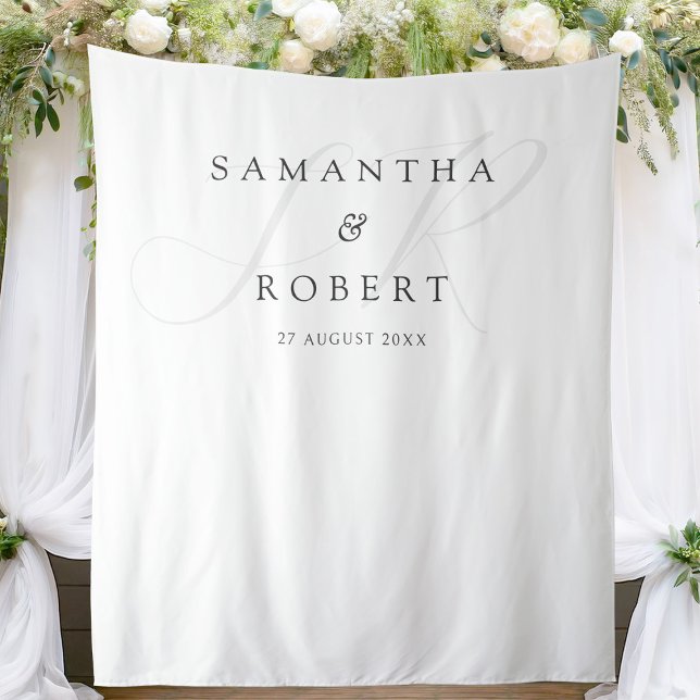 Modern Minimalist Monogram Wedding Backdrop Tapestry (Creator Uploaded)