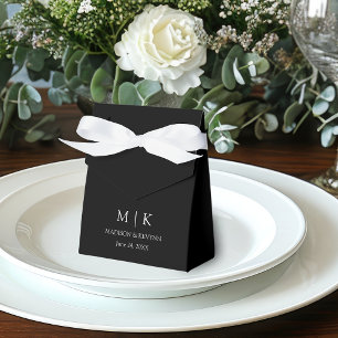 Modern Minimalist Monogram Wedding Black Favour Box