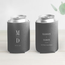 Modern Minimalist Monogram Wedding Elegant Names Can Cooler