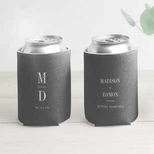Modern Minimalist Monogram Wedding Elegant Names Can Cooler