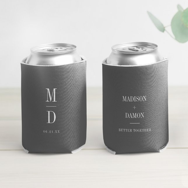 Modern Minimalist Monogram Wedding Elegant Names Can Cooler (Raise a toast, and let the festivities begin in the coolest way possible - elegant can coolers!)