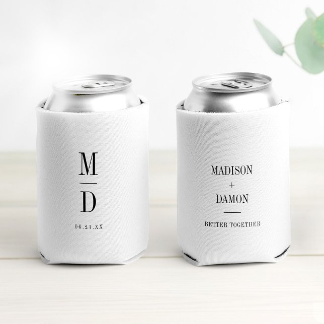 Modern Minimalist Monogram Wedding Elegant Names Can Cooler (Whether you're celebrating a wedding or engagement, this the perfect accessory! Cheers!)