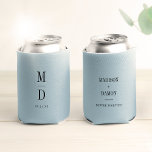 Modern Minimalist Monogram Wedding Elegant Names Cooler<br><div class="desc">Keep your drinks cool and your style on point with our Zazzle can cooler featuring a Modern Minimalist Monogram Dusty Blue Wedding design with custom text! Personalise it with your own text and add a touch of elegance to any event. Made with high-quality materials, this can cooler will keep your...</div>