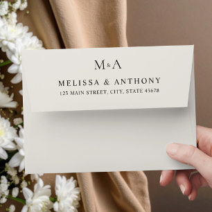 Modern Minimalist Monogram Wedding Envelope