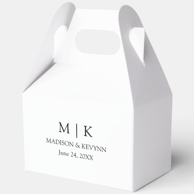 Modern Minimalist Monogram Wedding Gable Favour Box (Front)