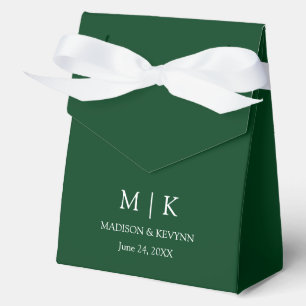 Modern Minimalist Monogram Wedding Green Favour Box