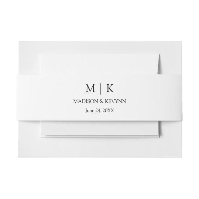 Modern Minimalist Monogram Wedding Invitation Belly Band (Front Example)