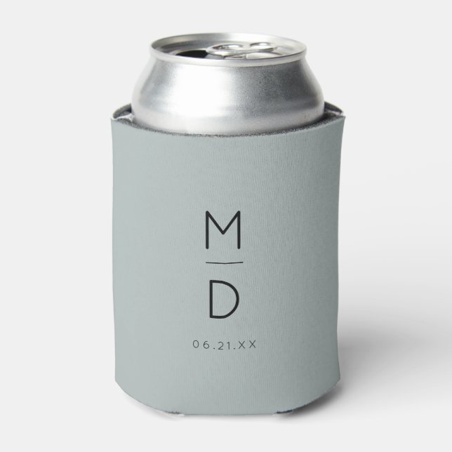 Modern Minimalist Monogram Wedding Names Simple Can Cooler (Can Front)