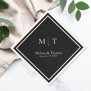 Modern Minimalist Monogram Wedding Napkins