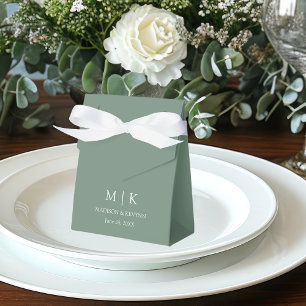 Modern Minimalist Monogram Wedding Sage Green Favour Box