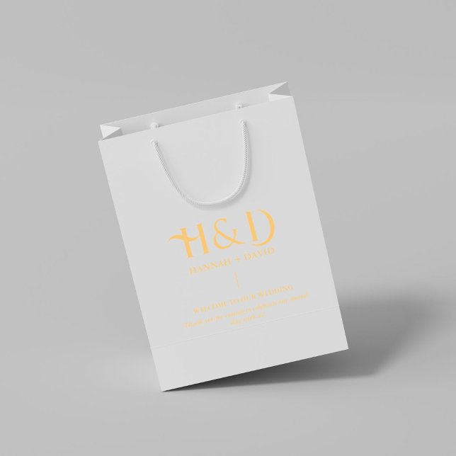 Modern Minimalist Monogram Wedding Welcome Guest  Medium Gift Bag (Creator Uploaded)
