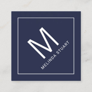 Modern Minimalist Monogram with Qr Code Square Bus Business Card