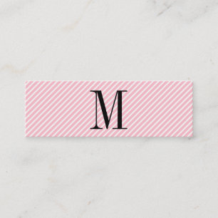 Modern Minimalist Monogram with Stripes Mini Business Card