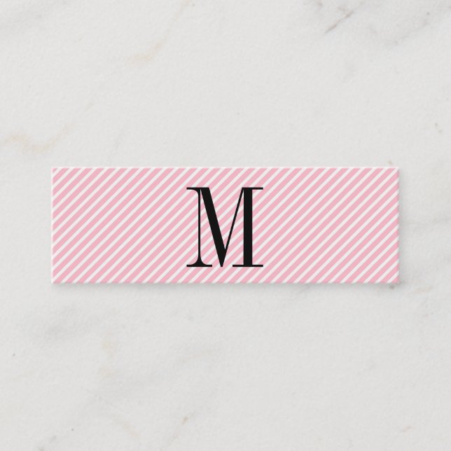 Modern Minimalist Monogram with Stripes Mini Business Card (Front)