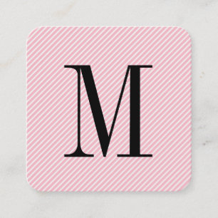 Modern Minimalist Monogram with Stripes Square Business Card