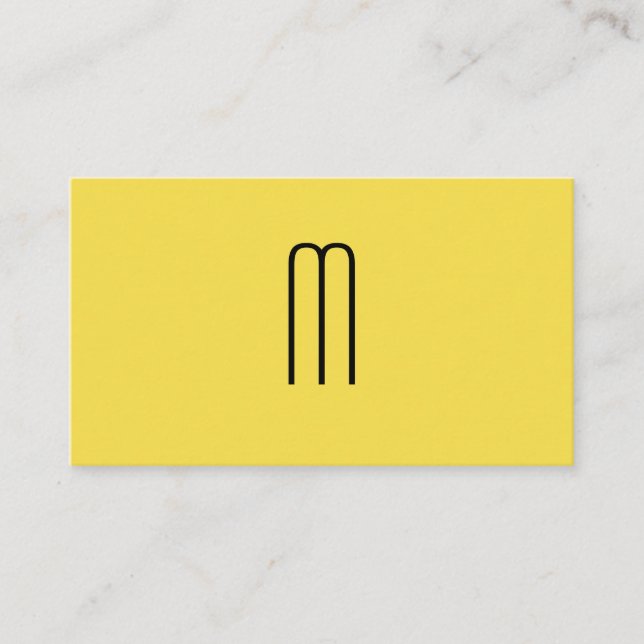 Modern Minimalist Monogram Yellow Business Card (Front)