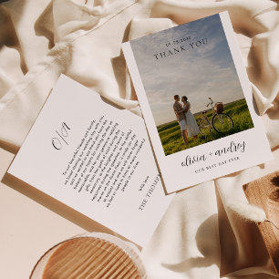 Modern Minimalist Monogrammed Photo Wedding Thank You Card