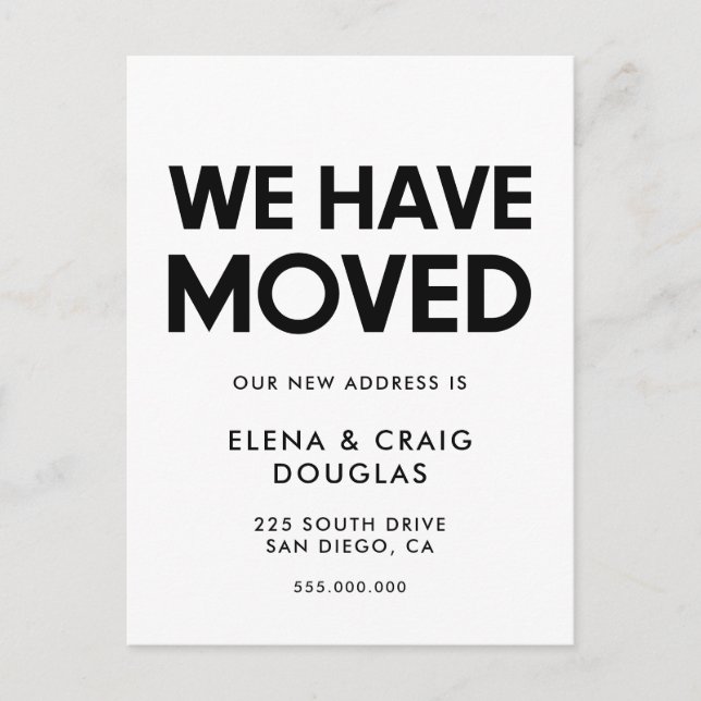 Modern minimalist Moving Announcement Postcard (Front)