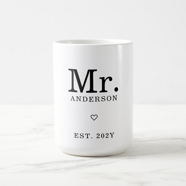 Modern Minimalist "Mr. Est" Custom Name Coffee Mug (Center)