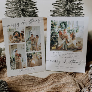 Modern Minimalist Multi Photo Christmas Card
