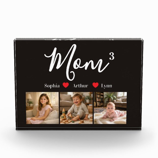 Modern Minimalist Mum Custom Photo & Name Keepsake Block (Front)