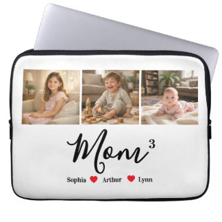 Modern Minimalist Mum Custom Photo & Name Keepsake Laptop Sleeve
