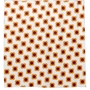 Modern Minimalist Mustard Yellow Retro Flowers Shower Curtain