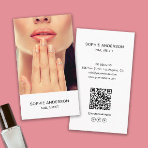 Modern Minimalist Nail Artist White Business Card