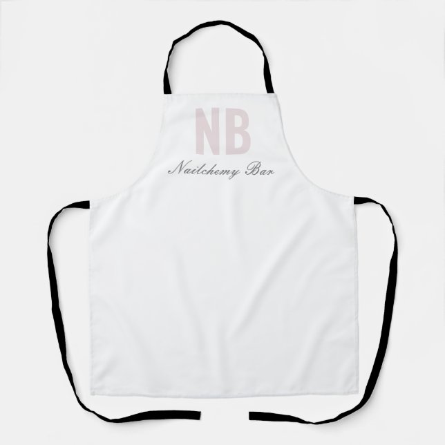 Modern Minimalist Nail Salon Custom Staff White Apron (Front)