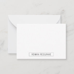 Modern Minimalist Name Flat Note Card
