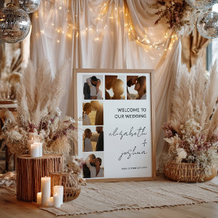 Modern  Minimalist Name Photo Grid Wedding Welcome Poster