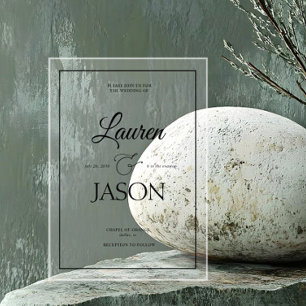 Modern Minimalist Names Calligraphy Black Acrylic Invitations