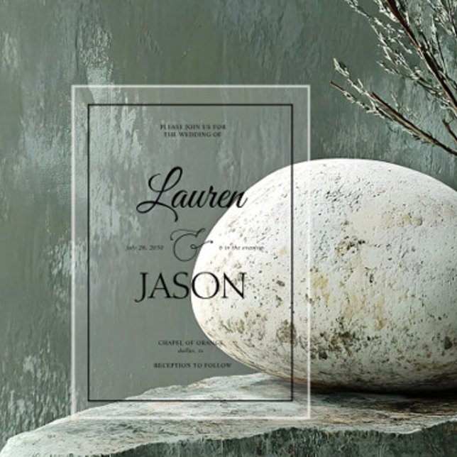 Modern Minimalist Names Calligraphy Black Acrylic Invitations (Creator Uploaded)