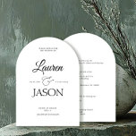 Modern Minimalist Names Calligraphy Black Invitation<br><div class="desc">Set the tone for your unforgettable day with this beautifully minimalist wedding invitation and RSVP set. Designed with a contemporary arch silhouette and elegant typography, it conveys both timeless romance and modern sophistication. Every detail speaks to your refined taste, creating an invitation suite that feels both personal and profound. Perfect...</div>