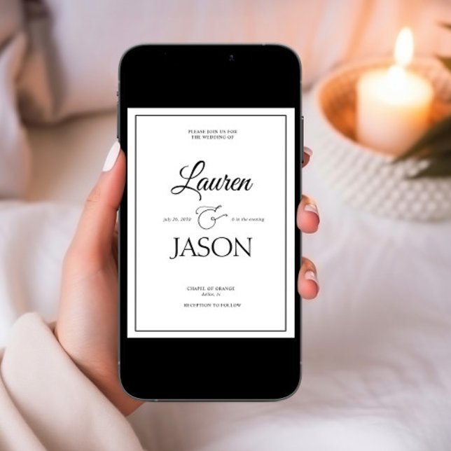 Modern Minimalist Names Calligraphy Black Invitation (Creator Uploaded)