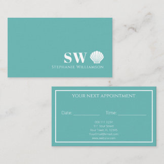Modern Minimalist Nautical Shell Initials Monogram Appointment Card