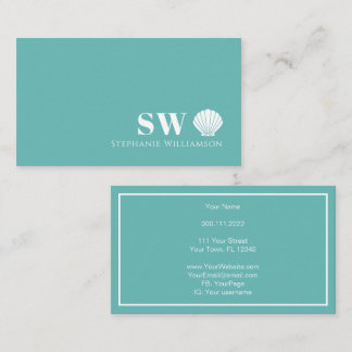 Modern Minimalist Nautical Shell Initials Monogram Business Card