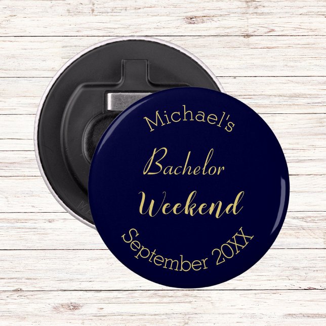 Modern Minimalist Navy and Gold Bachelor Party  Bottle Opener (Creator Uploaded)