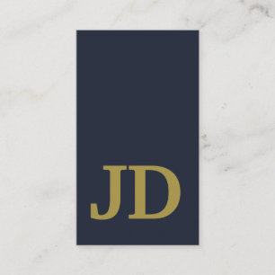 Modern Minimalist Navy Blue and Gold Professional Business Card