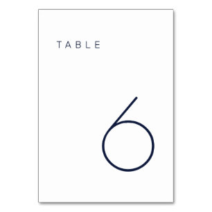 Modern Minimalist Navy Blue and White Table Number