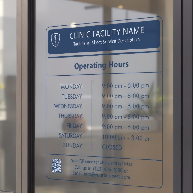 Modern Minimalist Navy Blue Clinic Operating Hours (Creator Uploaded)