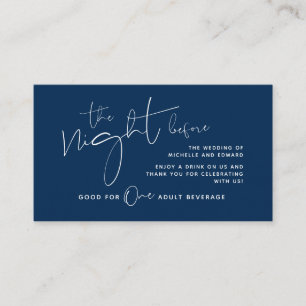 Modern minimalist Navy Blue, Drink Ticket Enclosur Enclosure Card