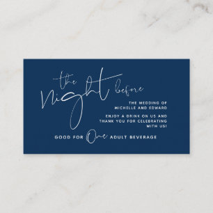 Modern minimalist Navy Blue, Drink Ticket Enclosure Card
