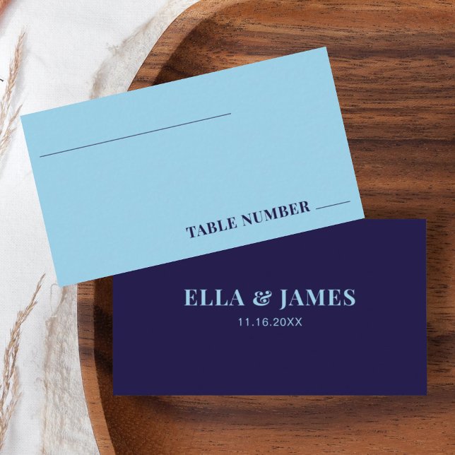 Modern Minimalist Navy Blue Flat Wedding Table No. Place Card (Creator Uploaded)