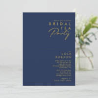 Modern Minimalist Navy Blue Gold Bridal Tea Party