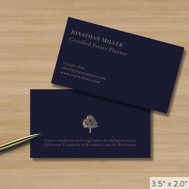 Modern Minimalist Navy Blue Gold Business Card (Creator Uploaded)