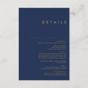 Modern Minimalist Navy Blue   Gold Details Enclosure Card